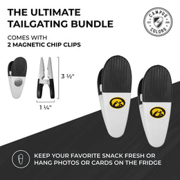 Iowa Hawkeyes Collegiate University Two Piece Grilling Tools Set with 2 Magnet Chip Clips - Chrome