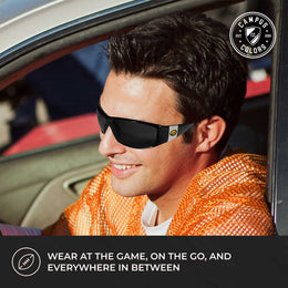 Iowa Hawkeyes NCAA Black Chrome Sunglasses with Visor Clip Bundle - Black