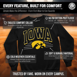Iowa Hawkeyes NCAA Adult Unisex Overtime Classics Crewneck Fleece Sweatshirt - Black