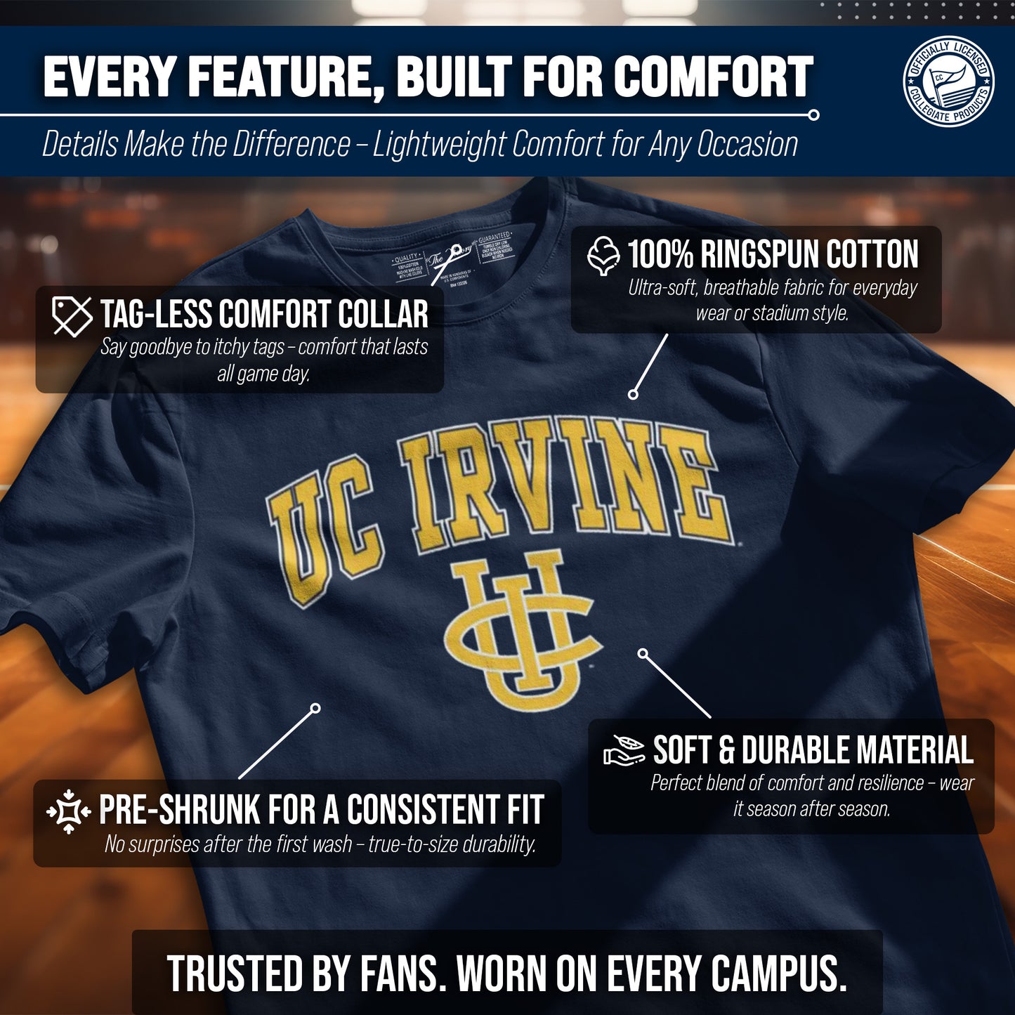 UC-Irvine Anteaters NCAA Adult Gameday Cotton T-Shirt - Navy