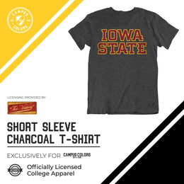 Iowa State Cyclones Campus Colors NCAA Adult Cotton Blend Charcoal Tagless T-Shirt - Charcoal