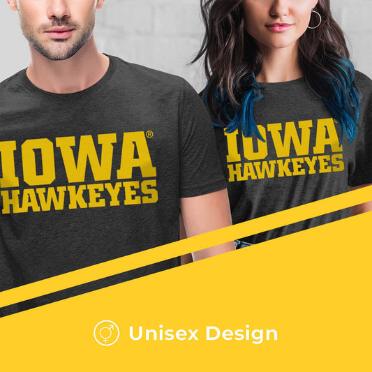 Iowa Hawkeyes Campus Colors NCAA Adult Cotton Blend Charcoal Tagless T-Shirt - Charcoal