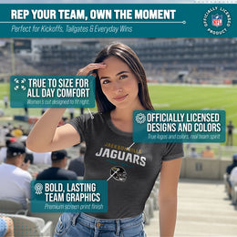 Jacksonville Jaguars Women's NFL Football Helmet Short Sleeve Tagless T-Shirt - Charcoal