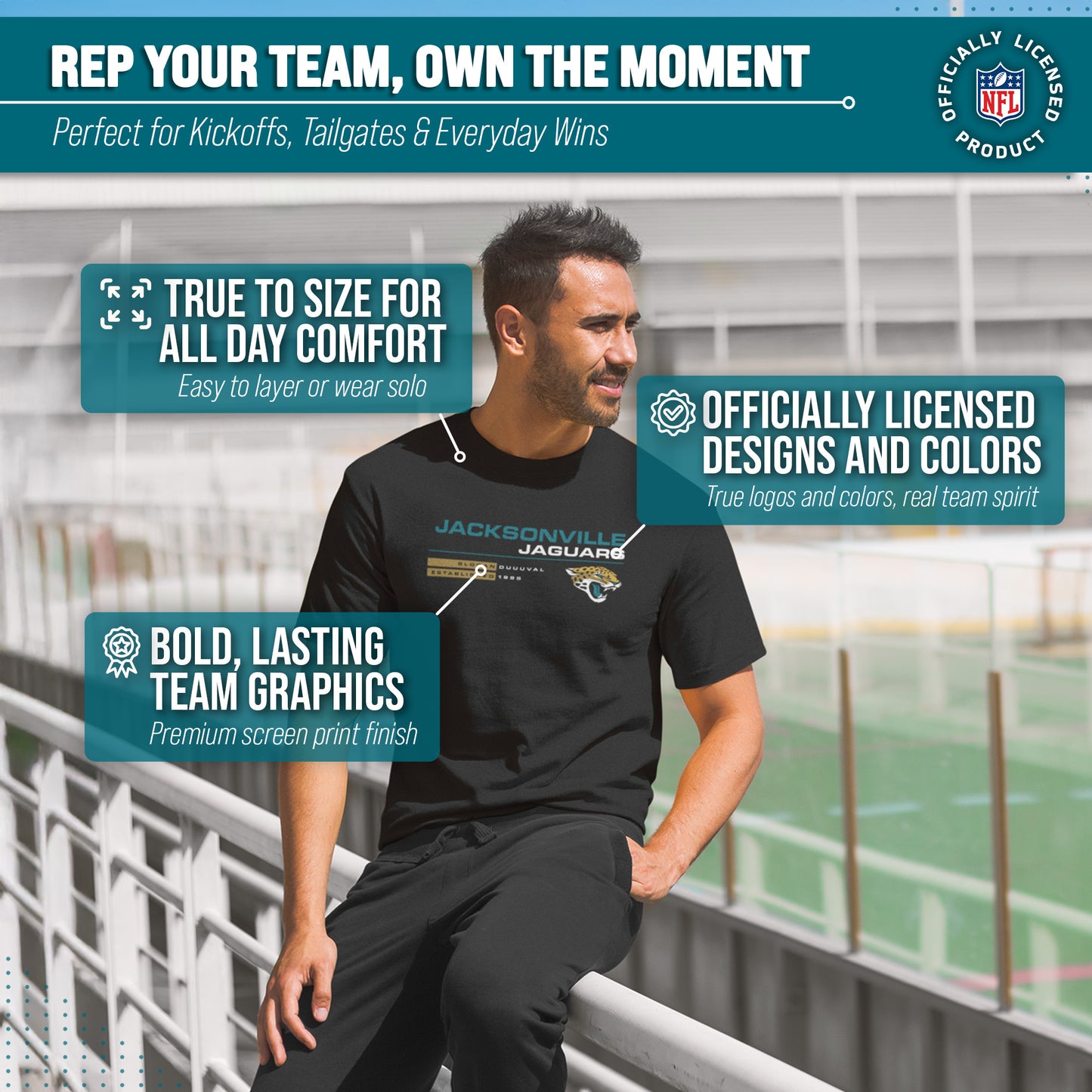 Jacksonville Jaguars Adult NFL Speed Stat Sheet T-Shirt - Black