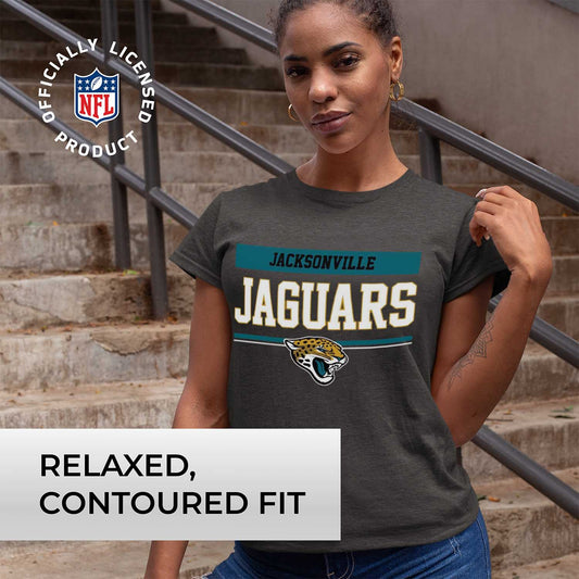 Jacksonville Jaguars NFL Women's Team Block Charcoal Tagless T-Shirt - Charcoal