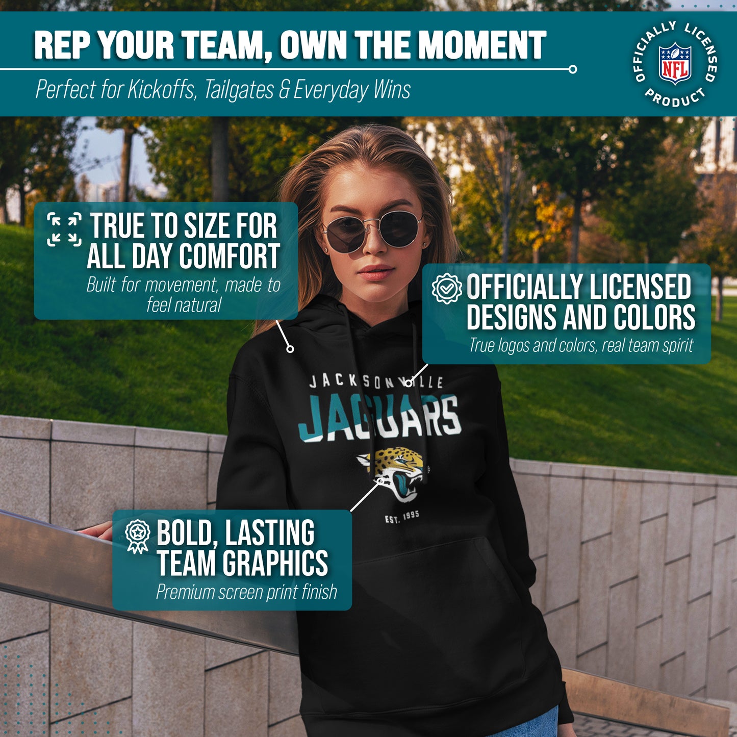 Jacksonville Jaguars Adult NFL Diagonal Fade Fleece Hooded Sweatshirt - Black