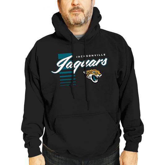 Jacksonville Jaguars NFL Adult Unisex Retro Script Ultra Soft Fleece Hooded Sweatshirt - Black
