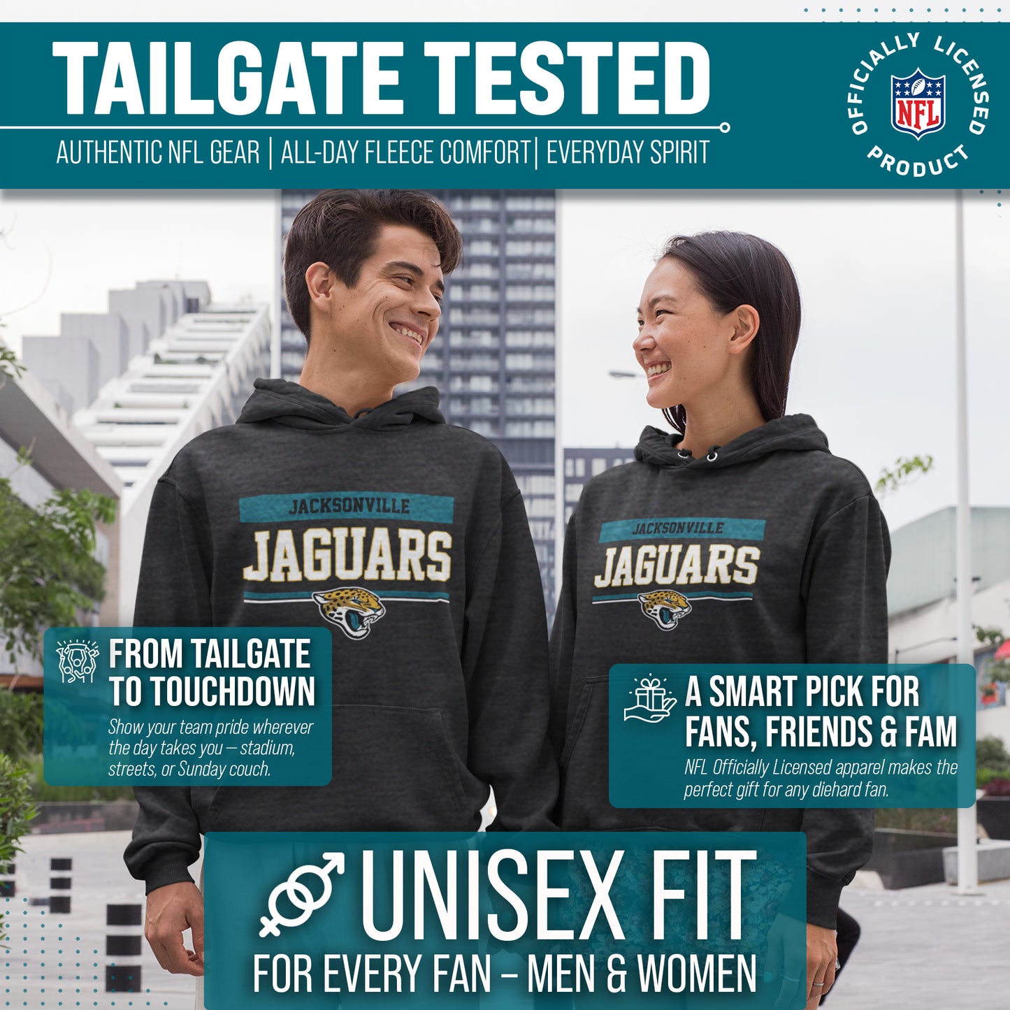 Jacksonville Jaguars NFL Adult Gameday Charcoal Hooded Sweatshirt - Charcoal