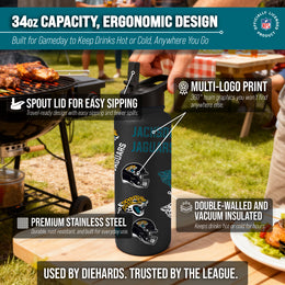 Jacksonville Jaguars NFL 34Oz Native Quencher Water Bottle - Black