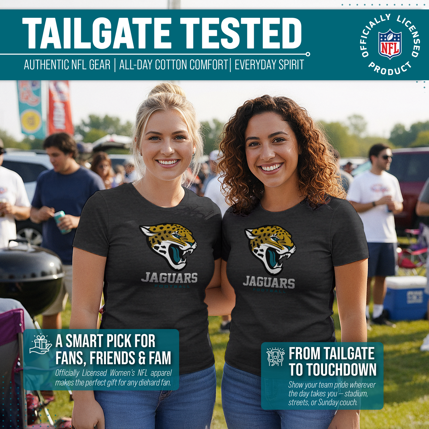 Jacksonville Jaguars Women's NFL Ultimate Fan Logo Short Sleeve T-Shirt - Black