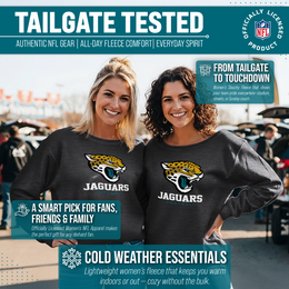 Jacksonville Jaguars Women's NFL Ultimate Fan Logo Slouchy Crewneck -Tagless Fleece Lightweight Pullover - Charcoal