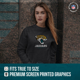 Jacksonville Jaguars Women's NFL Ultimate Fan Logo Slouchy Crewneck -Tagless Fleece Lightweight Pullover - Charcoal