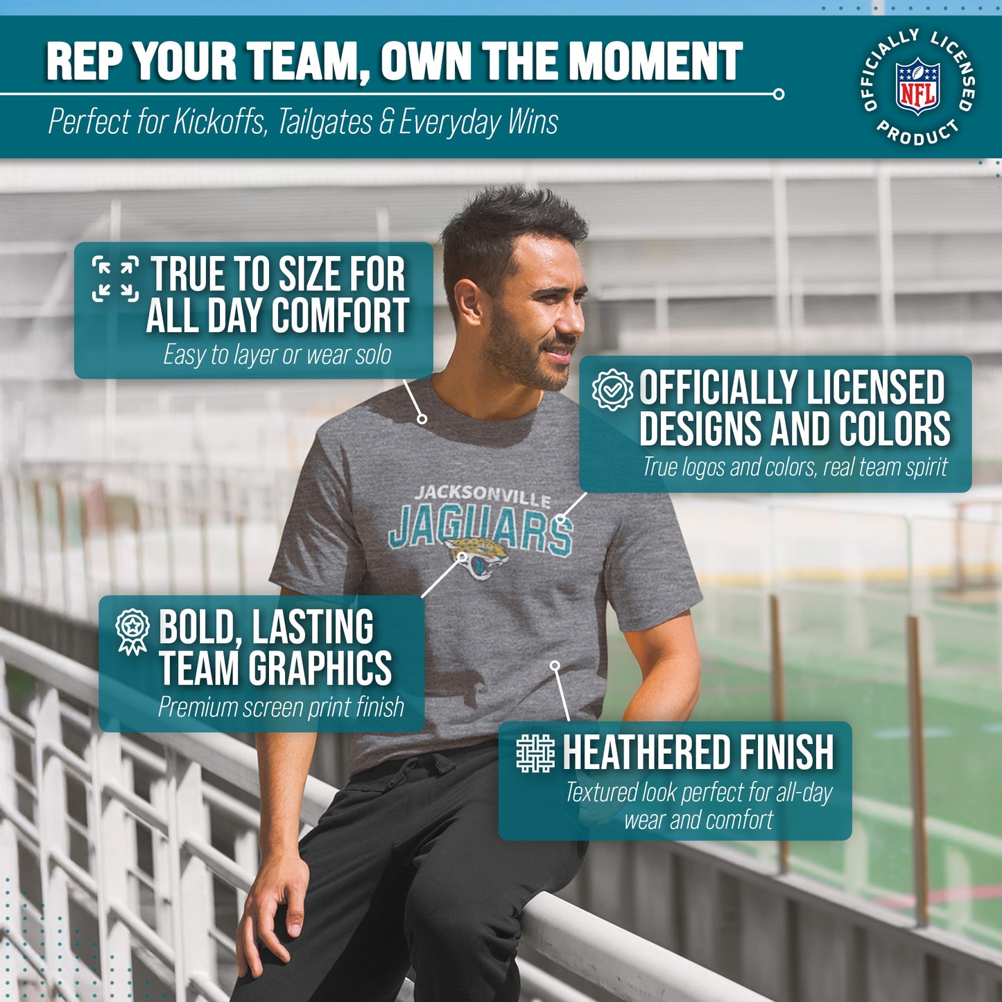 Jacksonville Jaguars NFL Starting Fresh Short Sleeve Heather T-Shirt - Sport Gray