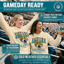 Jacksonville Jaguars Ladies NFL Starstruck Fleece Pullover Hooded Sweatshirt - Cream