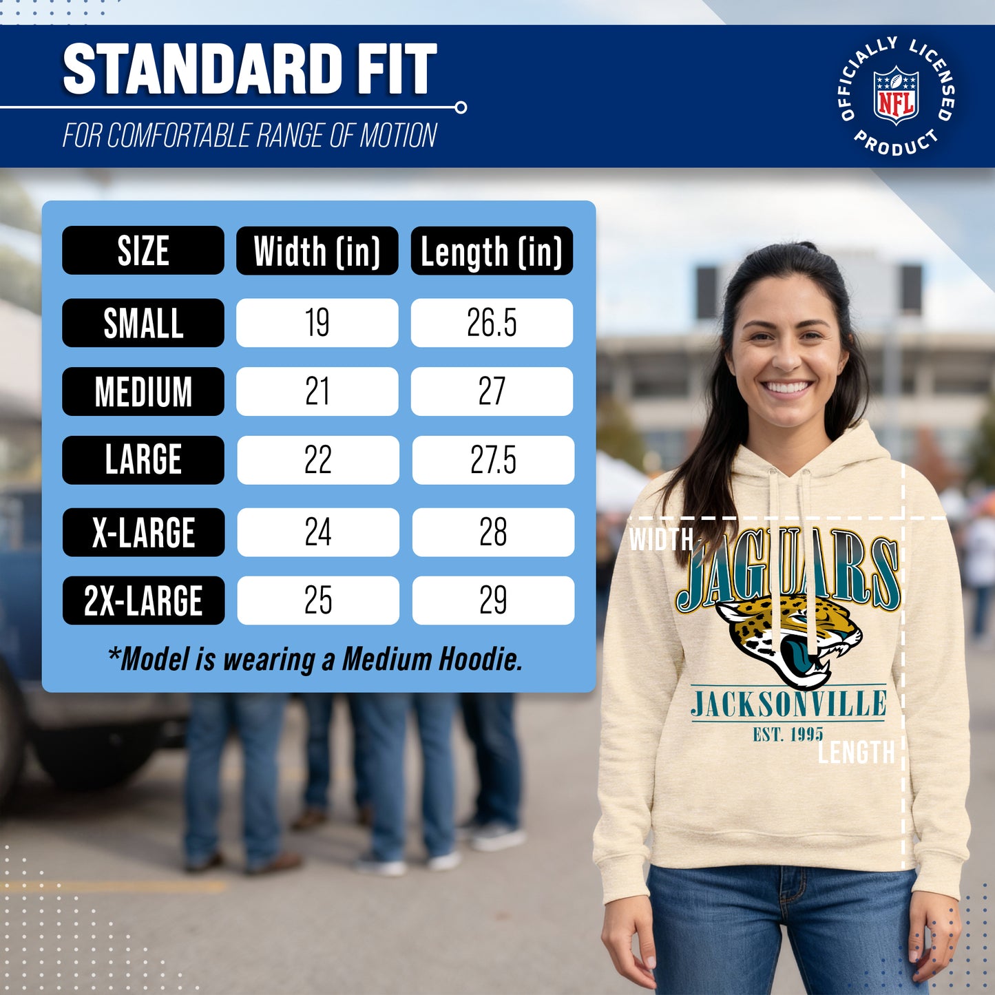 Jacksonville Jaguars Ladies NFL Starstruck Fleece Pullover Hooded Sweatshirt - Cream