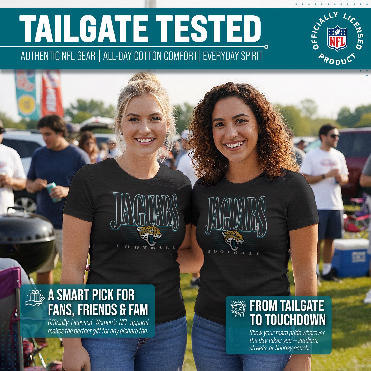 Jacksonville Jaguars NFL Womens Overtime Blueprint Tag-Less T-Shirt - Black