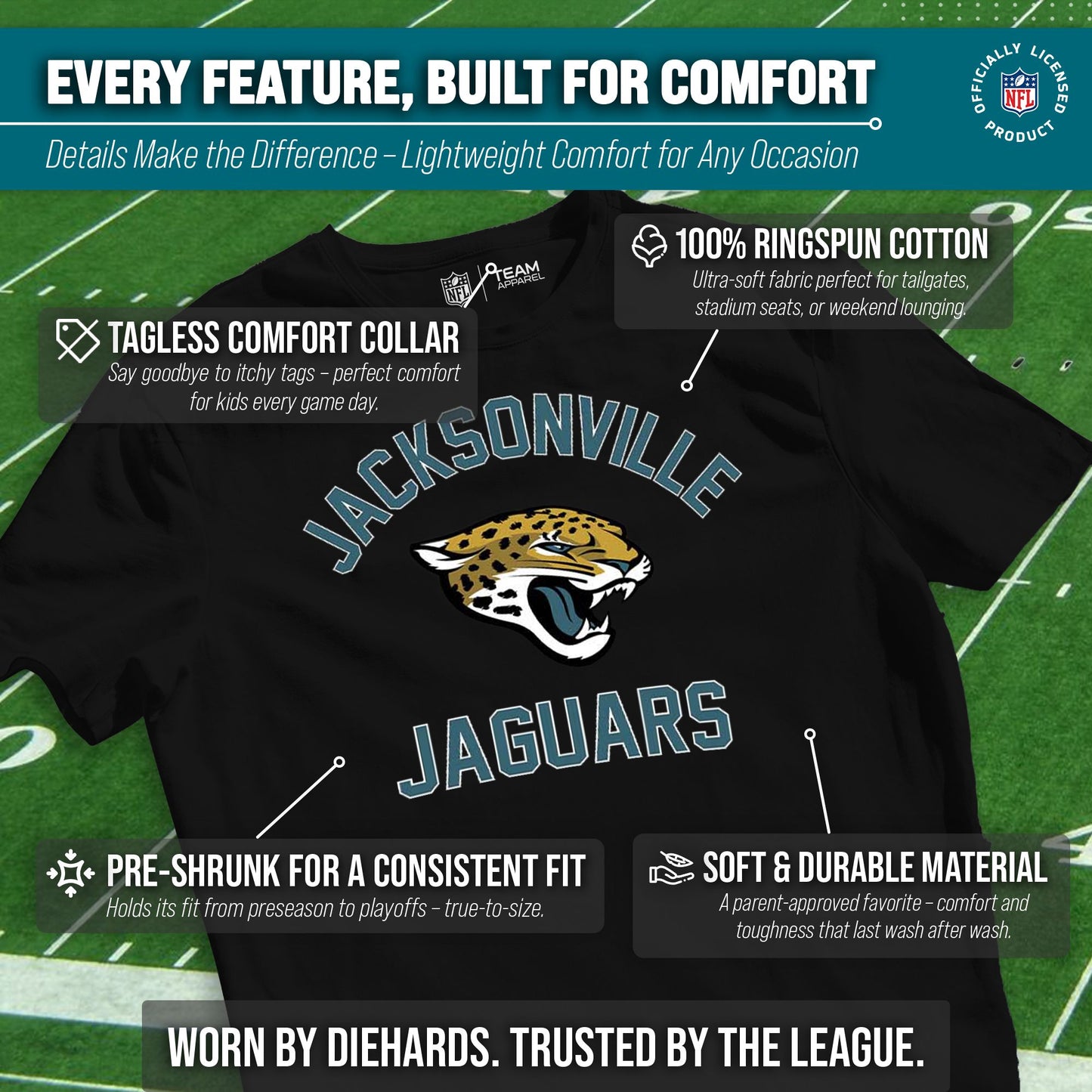 Jacksonville Jaguars NFL Youth Gameday Football T-Shirt - Black