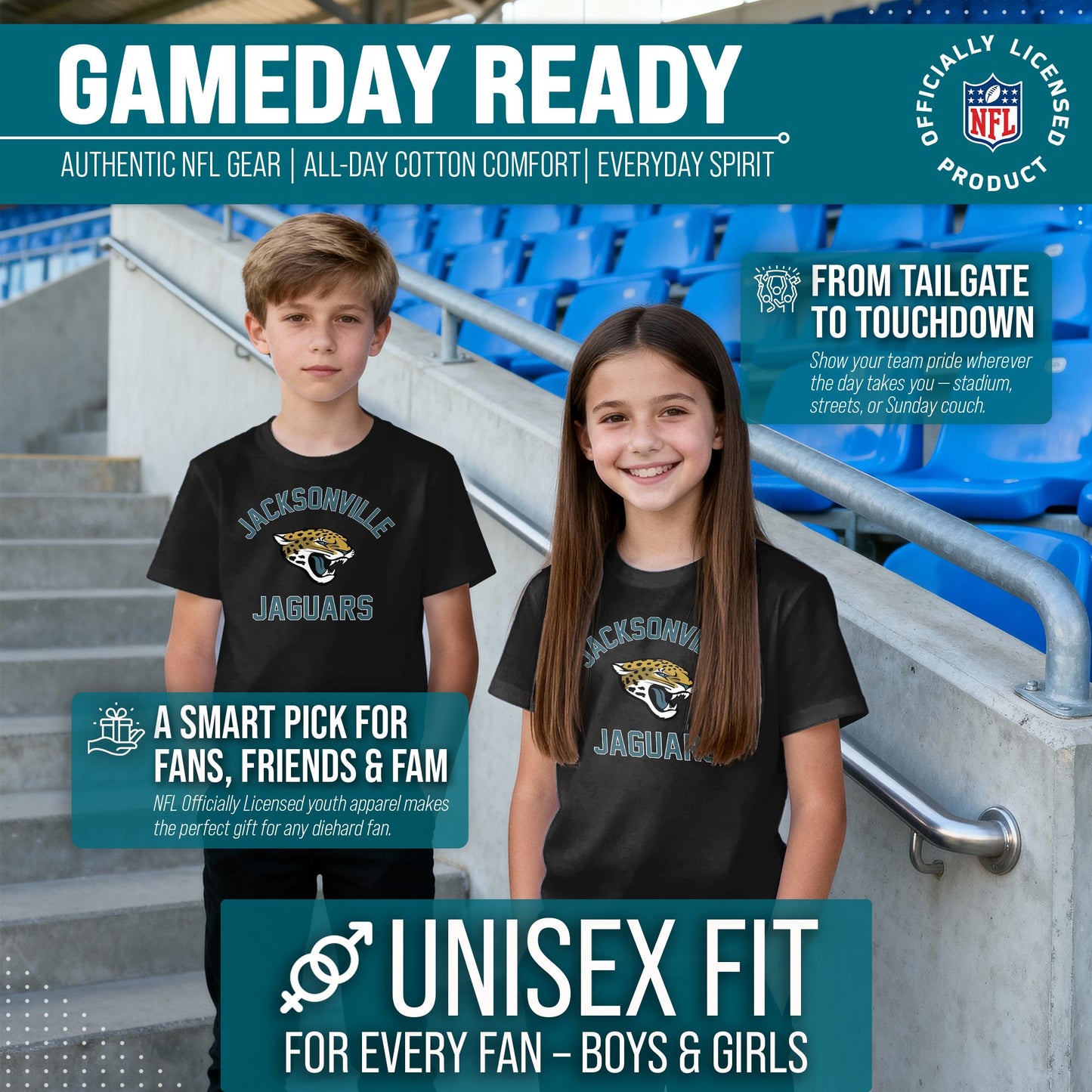 Jacksonville Jaguars NFL Youth Gameday Football T-Shirt - Black