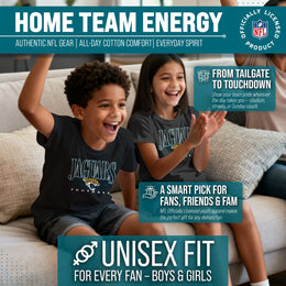 Jacksonville Jaguars NFL Youth Overtime Blueprint Football T-Shirt Unisex Tag Free Comfortable - Black