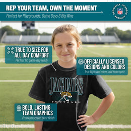 Jacksonville Jaguars NFL Youth Overtime Blueprint Football T-Shirt Unisex Tag Free Comfortable - Black