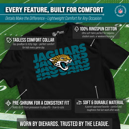 Jacksonville Jaguars NFL Youth Repeating Logo Football T-Shirt Unisex Tag Free Comfortable - Black