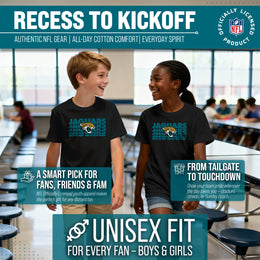 Jacksonville Jaguars NFL Youth Repeating Logo Football T-Shirt Unisex Tag Free Comfortable - Black