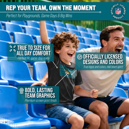 Jacksonville Jaguars NFL Youth Repeating Logo Football T-Shirt Unisex Tag Free Comfortable - Black