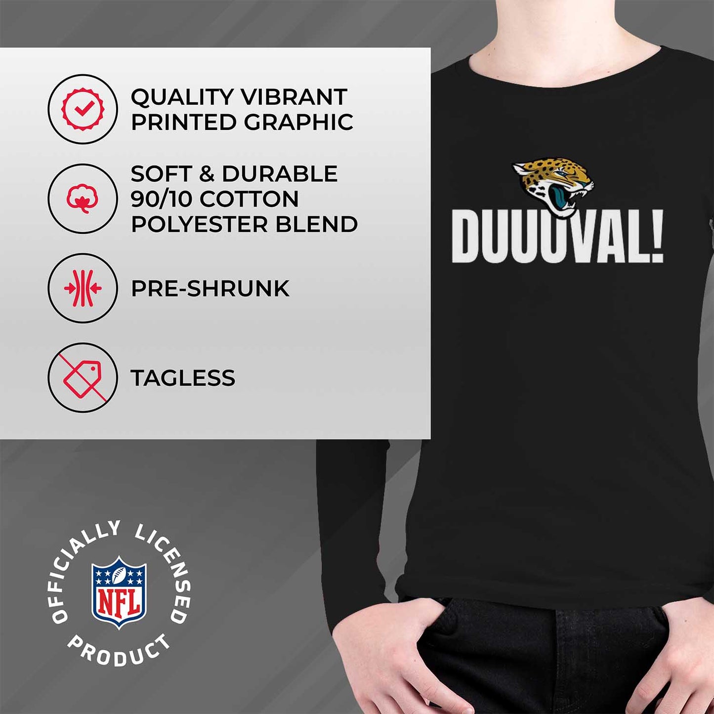 Jacksonville Jaguars NFL Youth Team Slogan crewneck Sweatshirt - Black