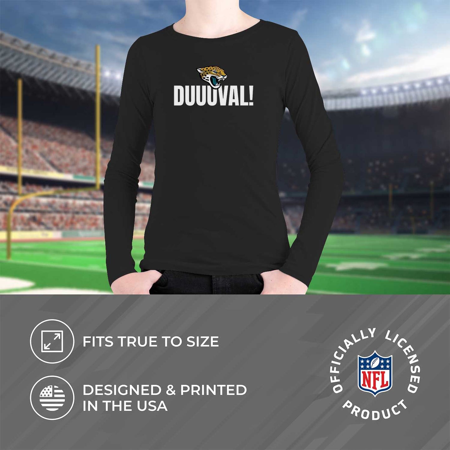 Jacksonville Jaguars NFL Youth Team Slogan crewneck Sweatshirt - Black