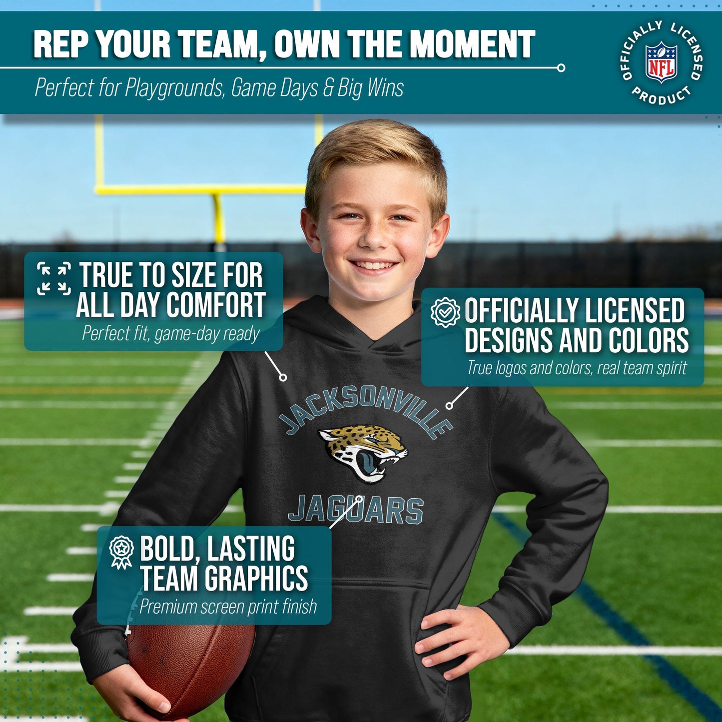 Jacksonville Jaguars NFL Youth Gameday Hooded Sweatshirt - Black