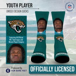 Jacksonville Jaguars NFL Youth Roster Player Crew Socks - Teal