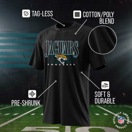 Jacksonville Jaguars NFL Youth Overtime Blueprint Football T-Shirt Unisex Tag Free Comfortable - Black