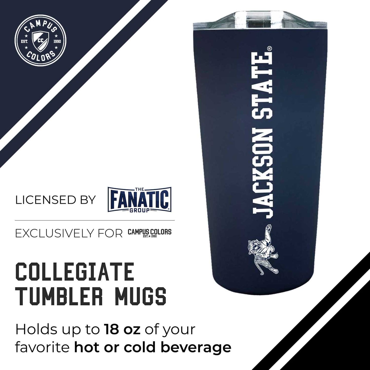 Jackson State University NCAA Stainless Steel Tumbler perfect for Gameday - Navy