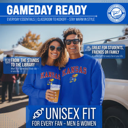 Kansas Jayhawks Adult Arch & Logo Soft Style Gameday Crewneck Sweatshirt - Royal