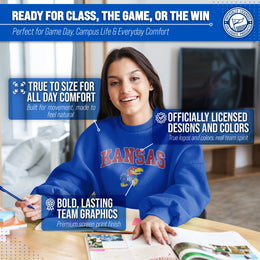 Kansas Jayhawks Adult Arch & Logo Soft Style Gameday Crewneck Sweatshirt - Royal