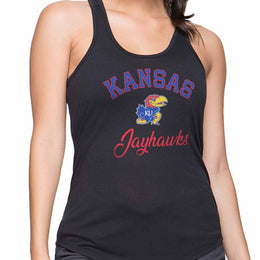 Kansas Jayhawks NCAA Womens Tag-Less Ultra Soft Tailgate Tank Top - Black Heather