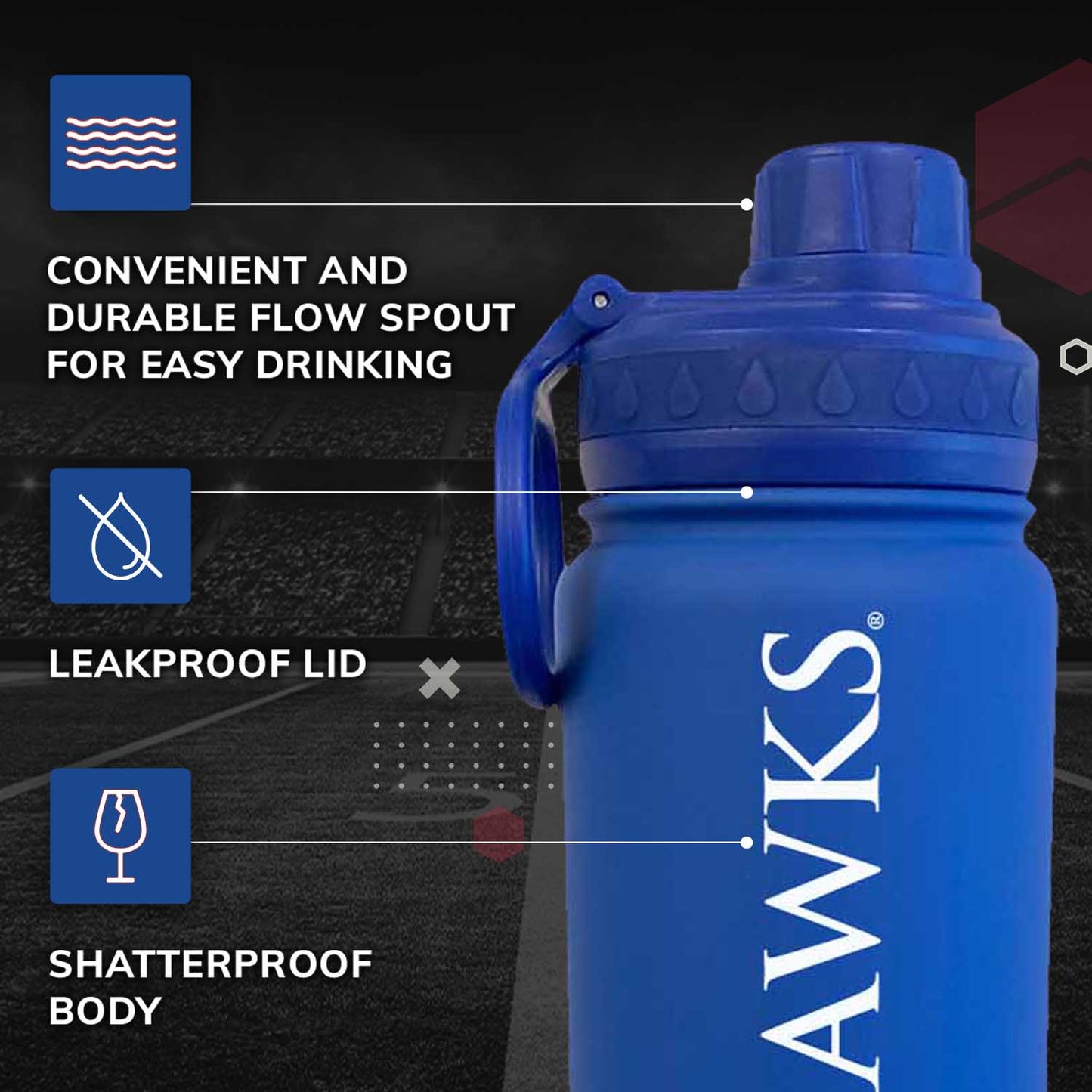 Kansas Jayhawks NCAA Stainless Steel Water Bottle - Royal