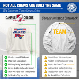Kansas Jayhawks NCAA Adult Unisex Varsity Club Pennant Crewneck Fleece Sweatshirt - Off White