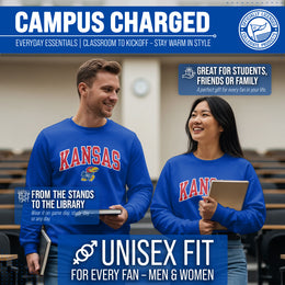 Kansas Jayhawks NCAA Adult Tackle Twill Crewneck Sweatshirt - Royal