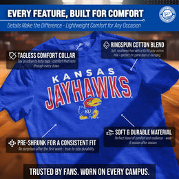 Kansas Jayhawks NCAA Adult Unisex Starting Fresh T-Shirt - Royal Heather