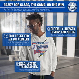 Kansas Jayhawks NCAA Adult Unisex Varsity Club Pennant Hooded Fleece Sweatshirt - Off White