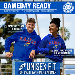 Kansas Jayhawks Adult Arch & Logo Soft Style Gameday Hooded Sweatshirt - Royal