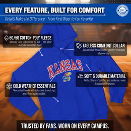 Kansas Jayhawks NCAA Adult Tackle Twill Hooded Sweatshirt - Royal