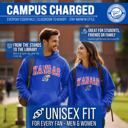 Kansas Jayhawks NCAA Adult Tackle Twill Hooded Sweatshirt - Royal