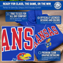 Kansas Jayhawks NCAA Adult Tackle Twill Hooded Sweatshirt - Royal