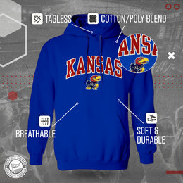 Kansas Jayhawks NCAA Adult Tackle Twill Hooded Sweatshirt - Royal