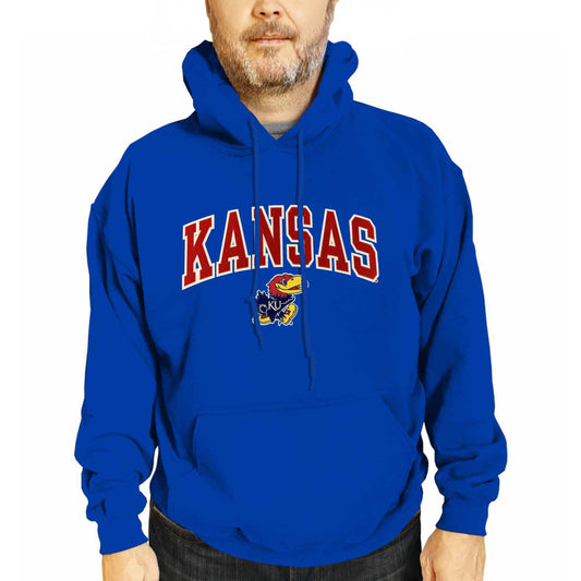 Kansas Jayhawks NCAA Adult Tackle Twill Hooded Sweatshirt - Royal
