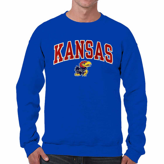 Kansas Jayhawks NCAA Adult Tackle Twill Crewneck Sweatshirt - Royal