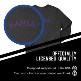 Kansas Jayhawks NCAA Adult Charcoal Crewneck Fleece Sweatshirt - Charcoal
