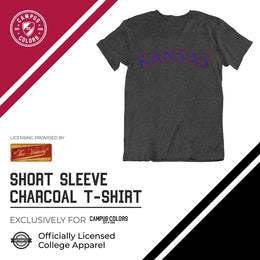 Kansas Jayhawks Campus Colors NCAA Adult Cotton Blend Charcoal Tagless T-Shirt - Charcoal